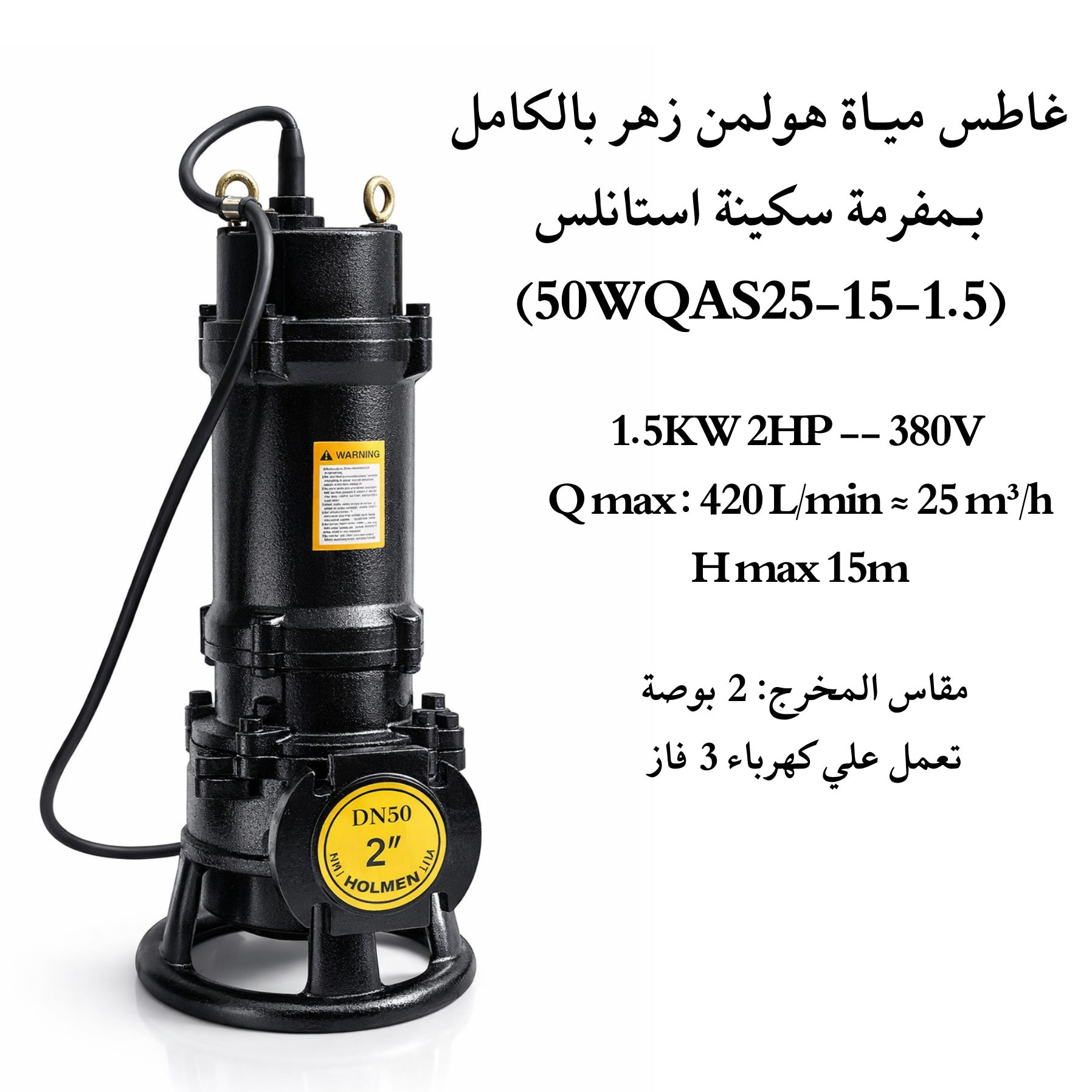 غاطس مياة زهـر بالكامـل هولمن الماني 2 حصان بـمفرمة مطحنة استانلس (50WQAS25-15-1.5)